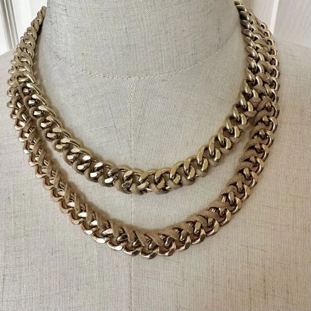Gold tone cord wrapped   necklace